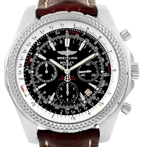 breitling for bentley mens black leather strap watch|Breitling Bentley pre owned.